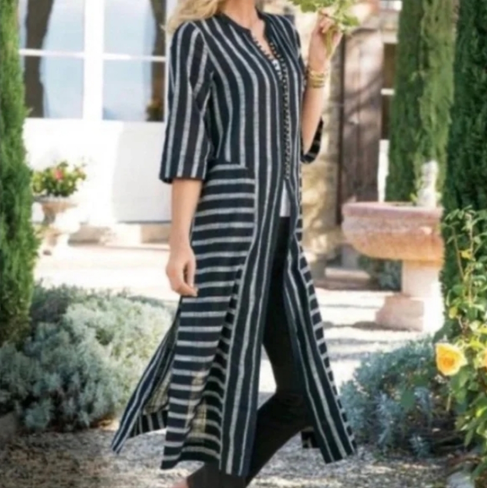 Soft Surroundings Navy and White Striped Tunic